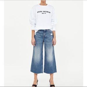 Zara tribute 70's culotte Short Jean's wide leg Size Small